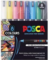 סט 8 טושים מרקר POSCA במגוון צבעים