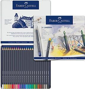 סט עפרונות צבעוניים 24 יח’ על בסיס שמן Faber Castell בקופסת פח