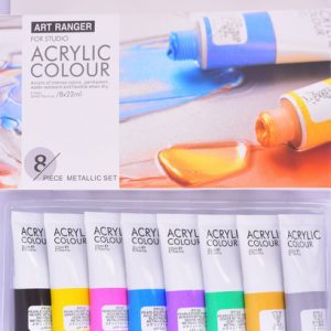 סט צבעי מתכתי אקריליק 8 גוונים 22 מ”ל – Art Rangers